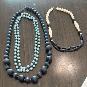 Vintage Necklaces - Navy Blue, Cream, and Light Blue